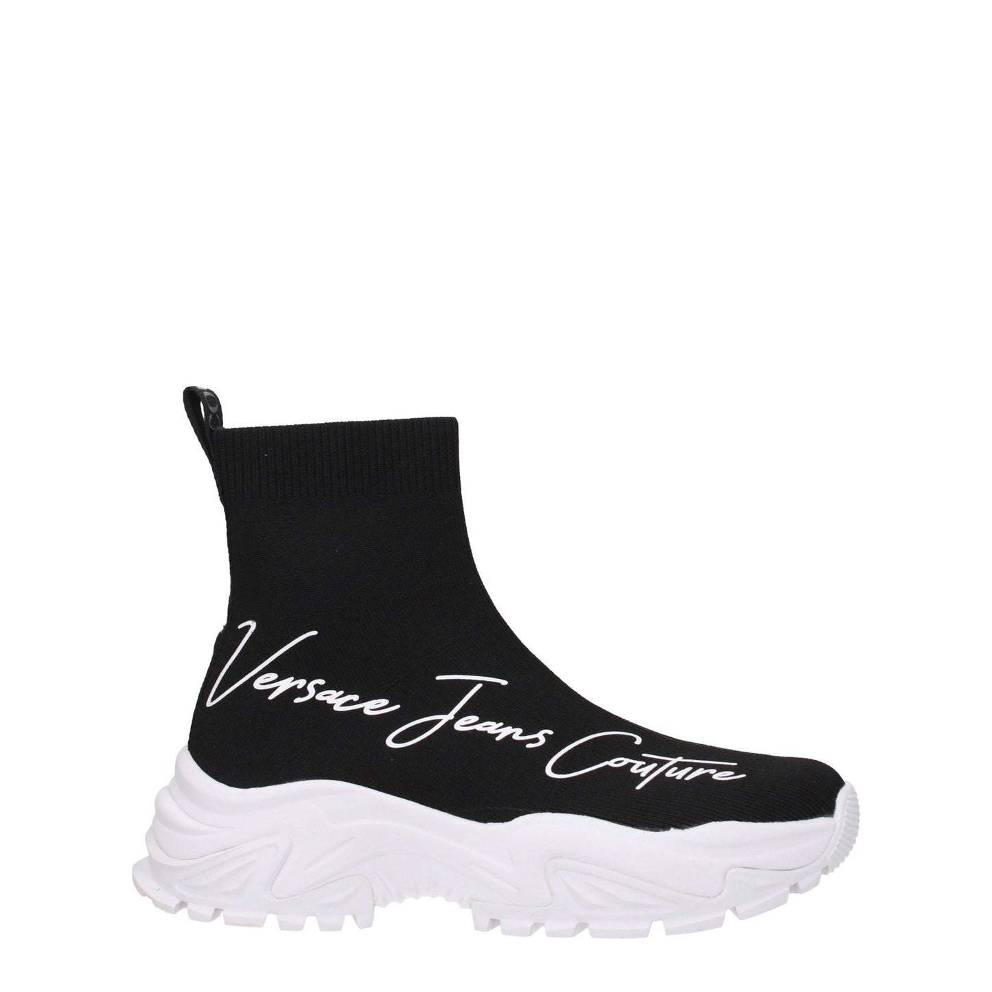 Versace ヴェルサーチジーンズスニーカークチュールウーマンファブリックブラック/ホワイト - Image 1