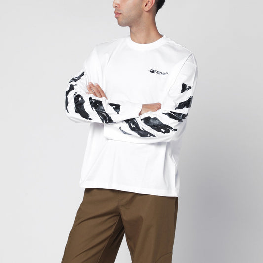 Off Off White™ White Long Sleeved T Shirt With Logo - Image 1