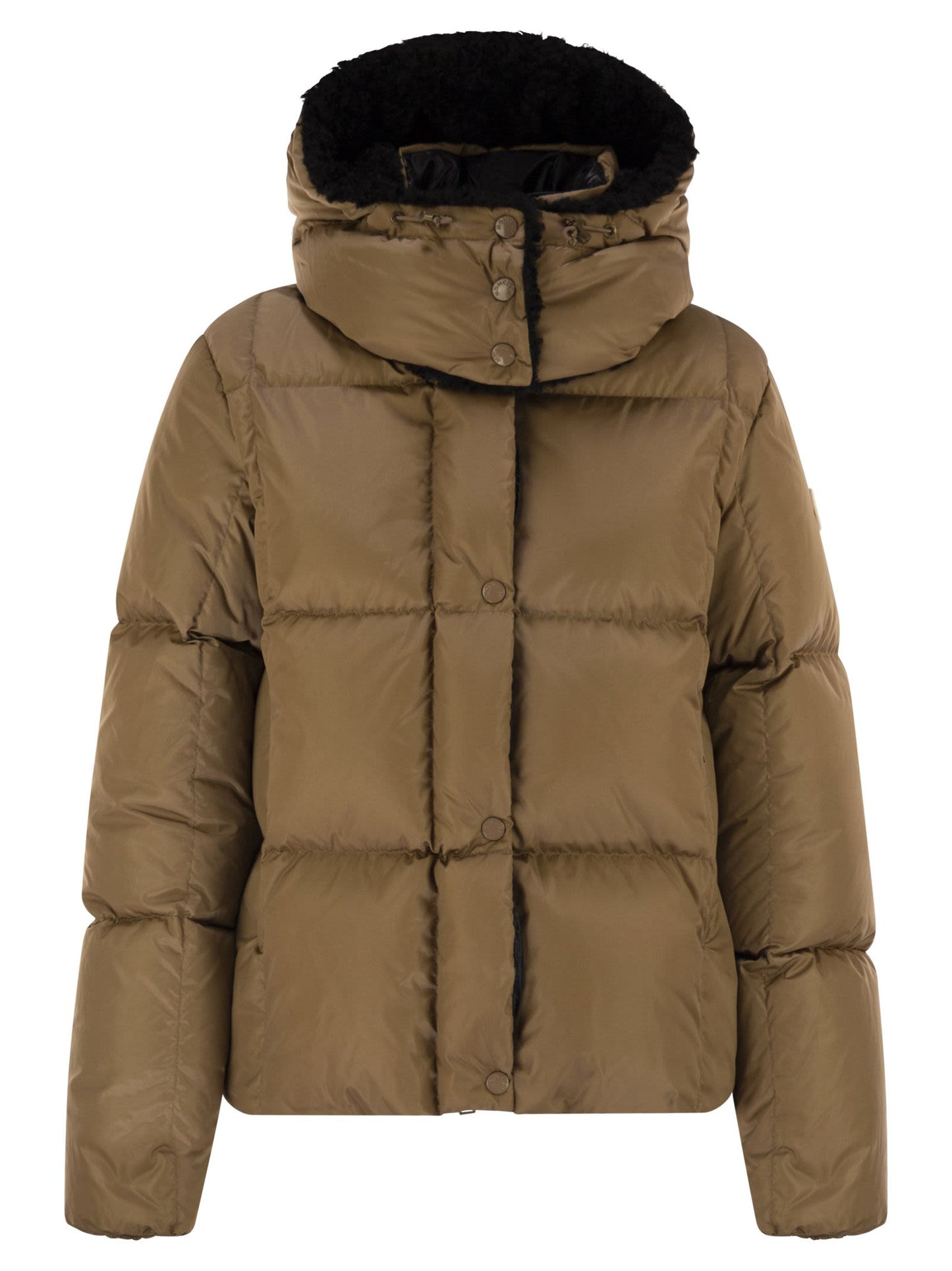 Moncler モンクレールカステルノーフードとスクエアキルティング付きのショートダウンジャケット - Image 1