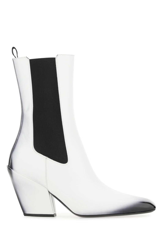 Prada プラダホワイトレザーアンクルブーツ - Image 1