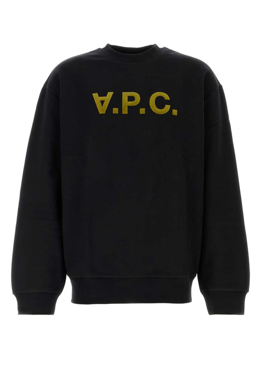 A A.P.C.ブラックストレッチコットン特大スウェットシャツ - Image 1