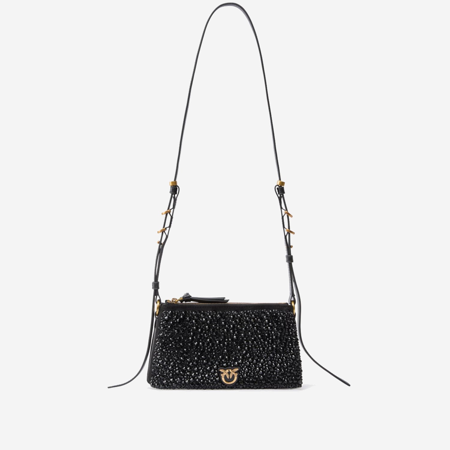 Pinko フルラインストーン付きのピンコミニダブルバッグショルダーバッグ - Image 1
