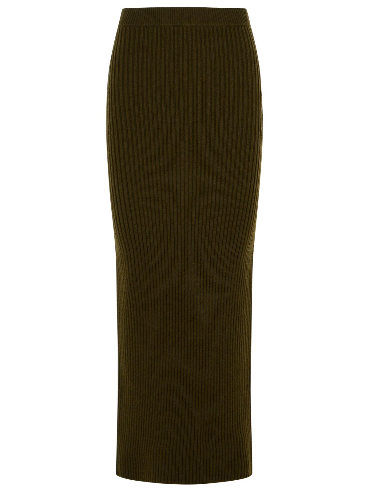 Max Max Mara 'Boris1234'モスグリーンウールとキャッシュミーアのシーススカート - Image 1