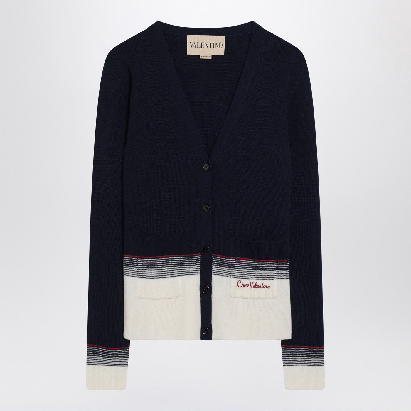 Valentino ウールにChez Valentino刺繍を備えたValentino Cardigan - Image 1