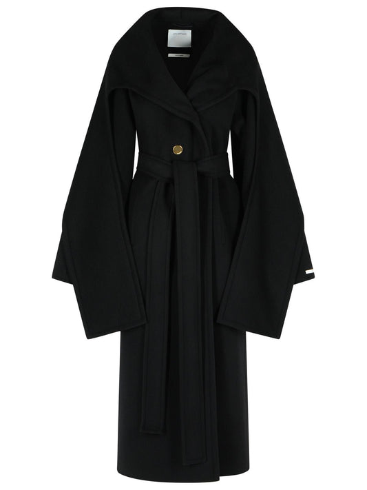 Sportmax Sportmax Baldo 'スカーフカラー付きブラックバージンウールコート - Image 1