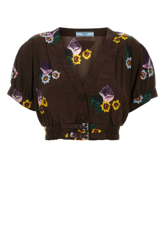 Prada プラダプリントポリポンジクロップトップ - Image 1