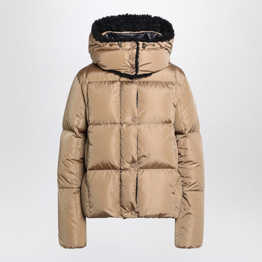 Moncler モンクラーベージュフード付きパフジャケット - Image 1