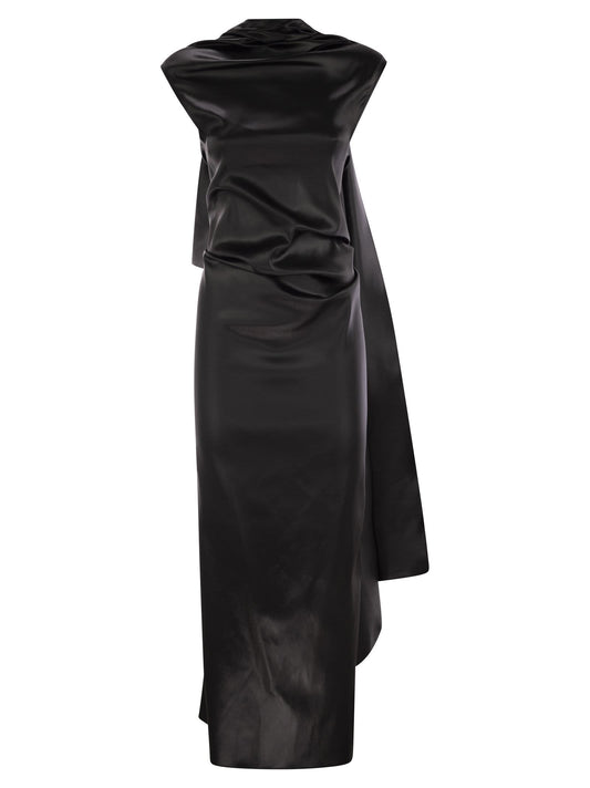 Sportmax SportMax Abadan1234ドレープ付きのドレスを取り付けます - Image 1