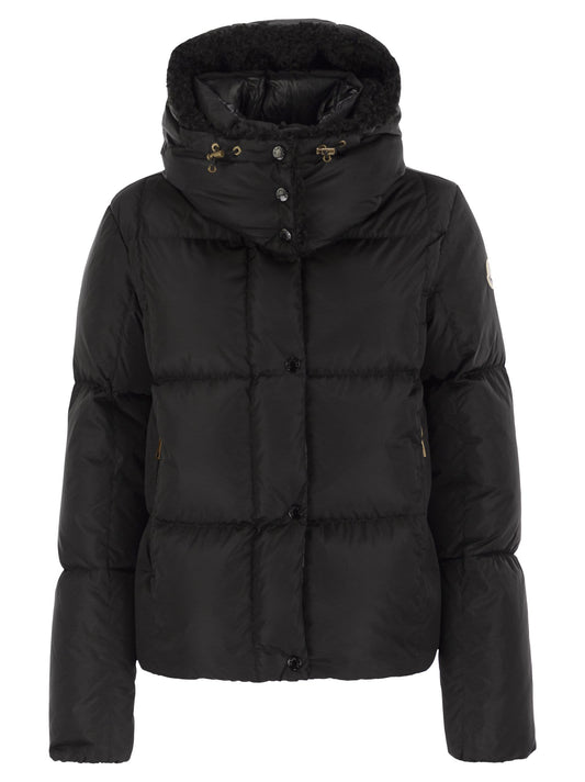 Moncler モンクレールカステルノーフードとスクエアキルティング付きのショートダウンジャケット - Image 1