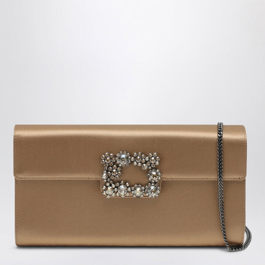 Roger Roger Vivier Beige Satin Satin Eflorescence Clutch Bag With Buckle - Image 1