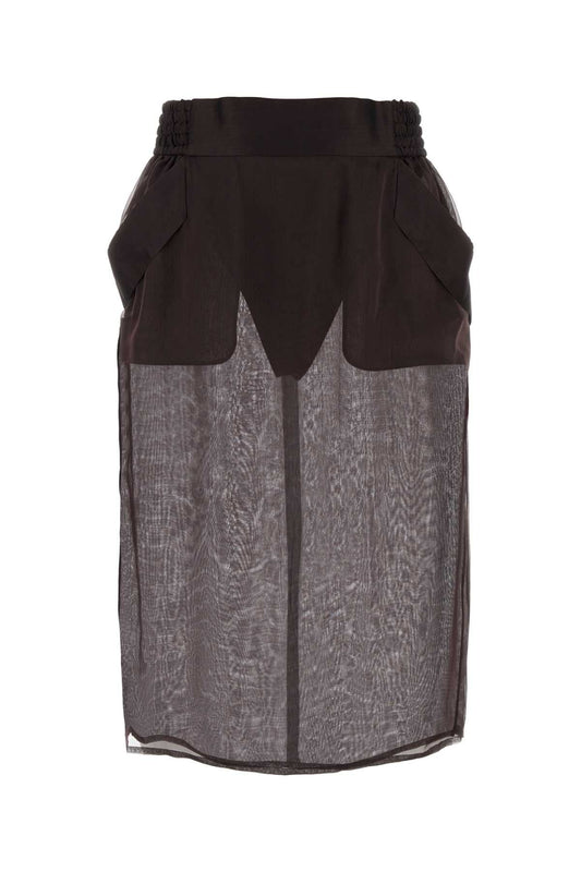 Saint セントローランブラウンシルクスカート - Image 1