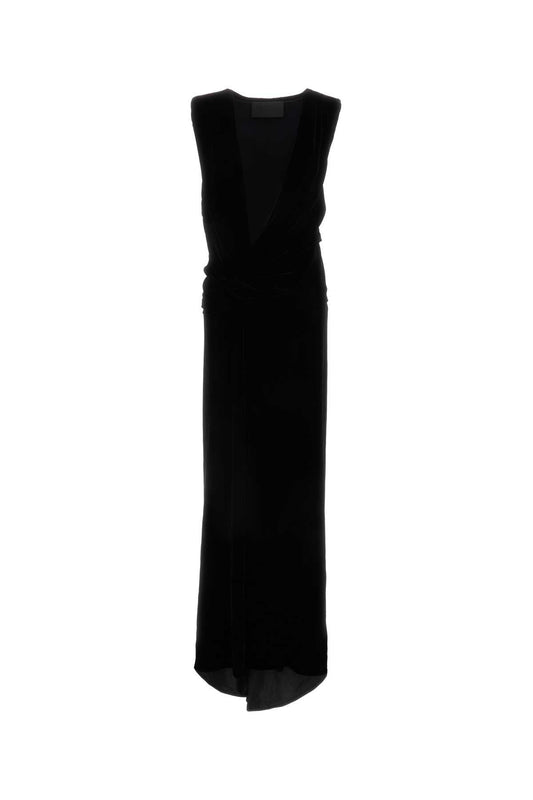 Valentino バレンティーノガラヴァニブラックベルベットロングドレス - Image 1