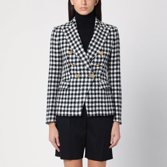 Tagliatore Tagliatore Black/White Double Bestoded Checked Jacket - Image 1