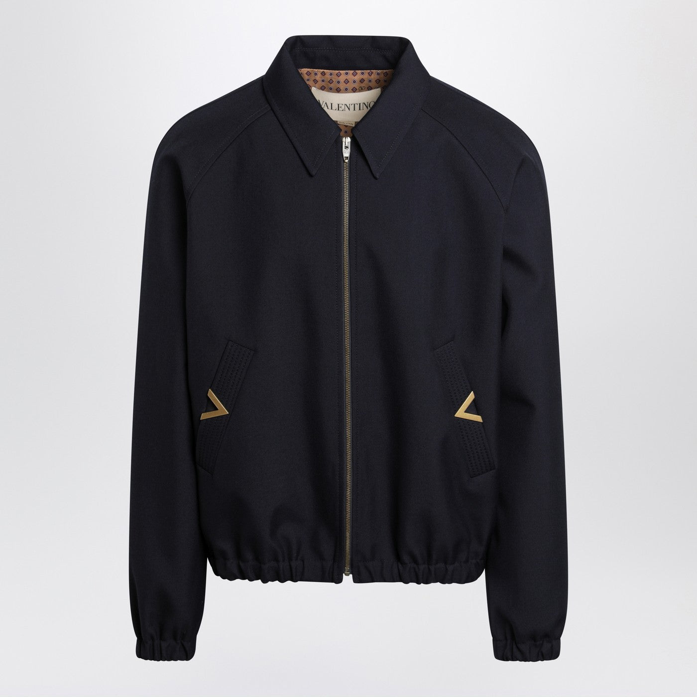 Valentino ヴァレンティノ ネイビー ボンバー ジャケット Vgold ポケット付き - Image 1