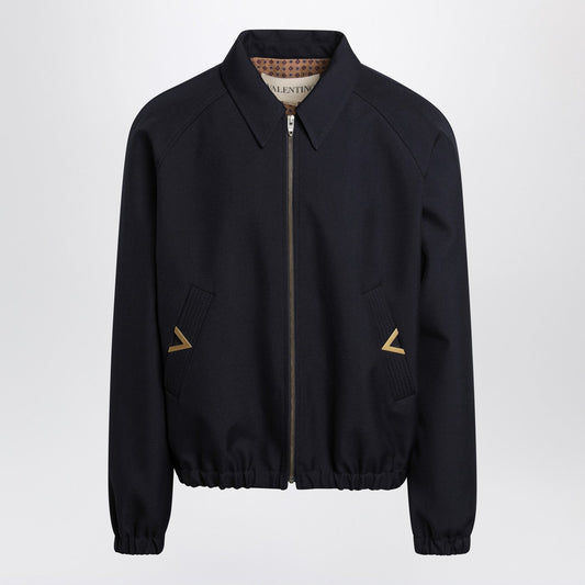 Valentino ヴァレンティノ ネイビー ボンバー ジャケット Vgold ポケット付き - Image 1