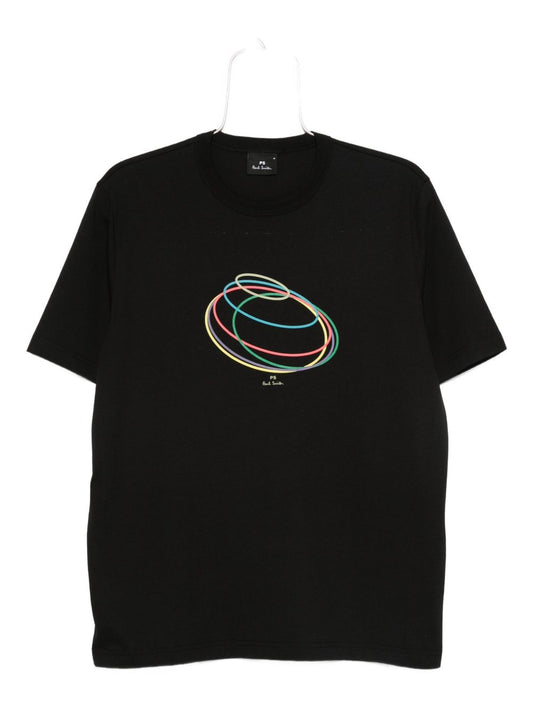 Paul PS By Paul Smith RingsプリントコットンTシャツ - Image 1