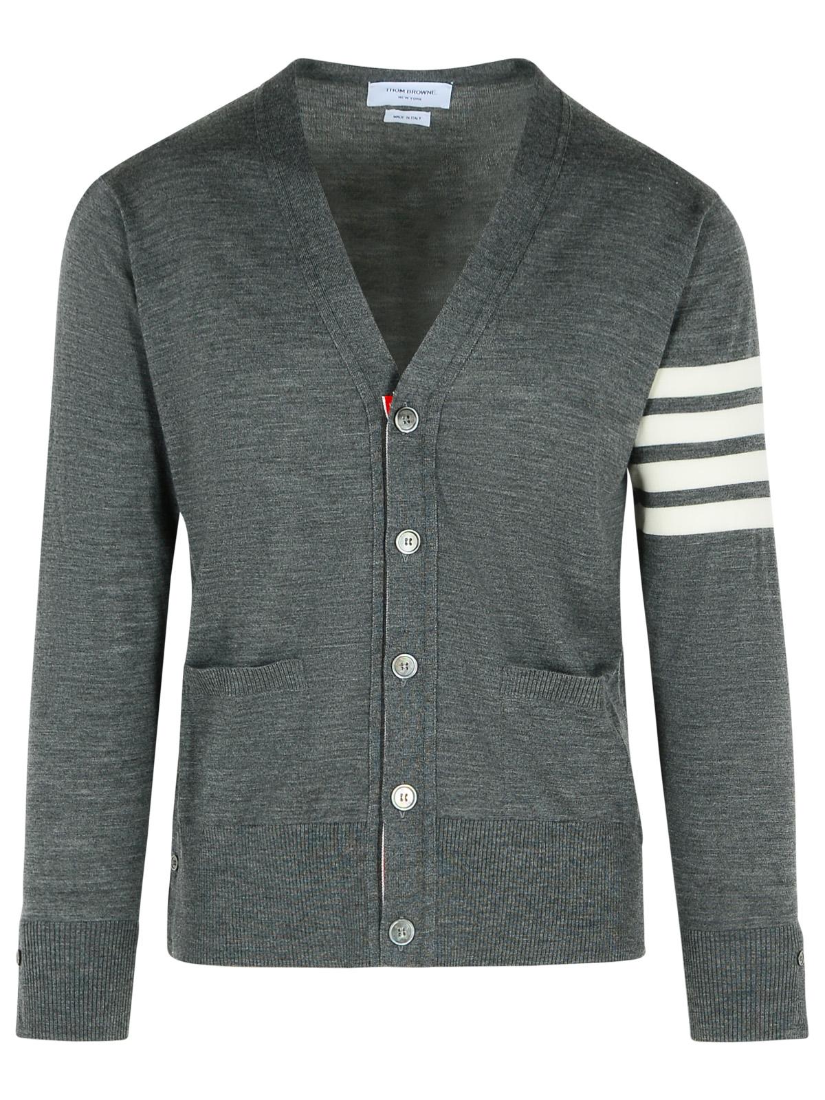 Thom Thom Browne '4 Bar' Grey Virgin Wool Cardigan - Image 1