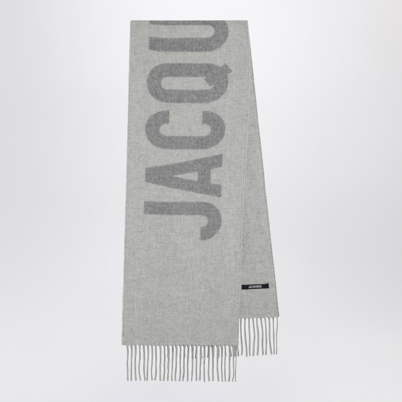 Jacquemus ロゴ付きのジャックエマスグレーウールスカーフ - Image 1