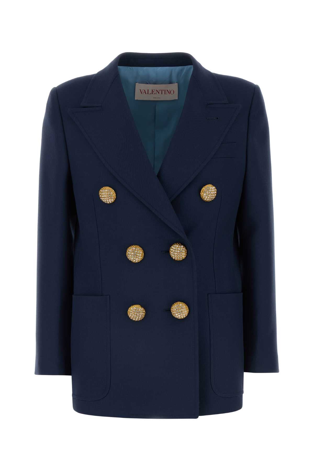 Valentino バレンティーノガラヴァニネイビーブルーウールブレザー - Image 1