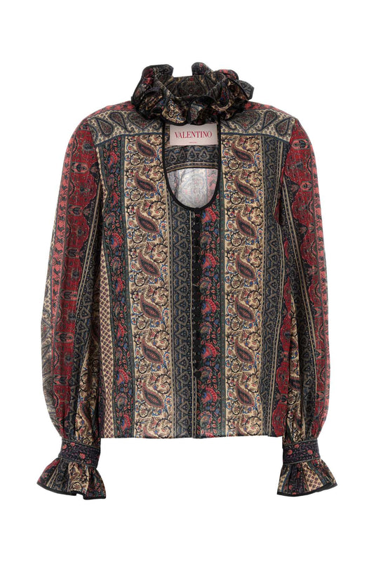 Valentino ヴァレンティーノガラヴァニプリントコットンブレンドブラウス - Image 1