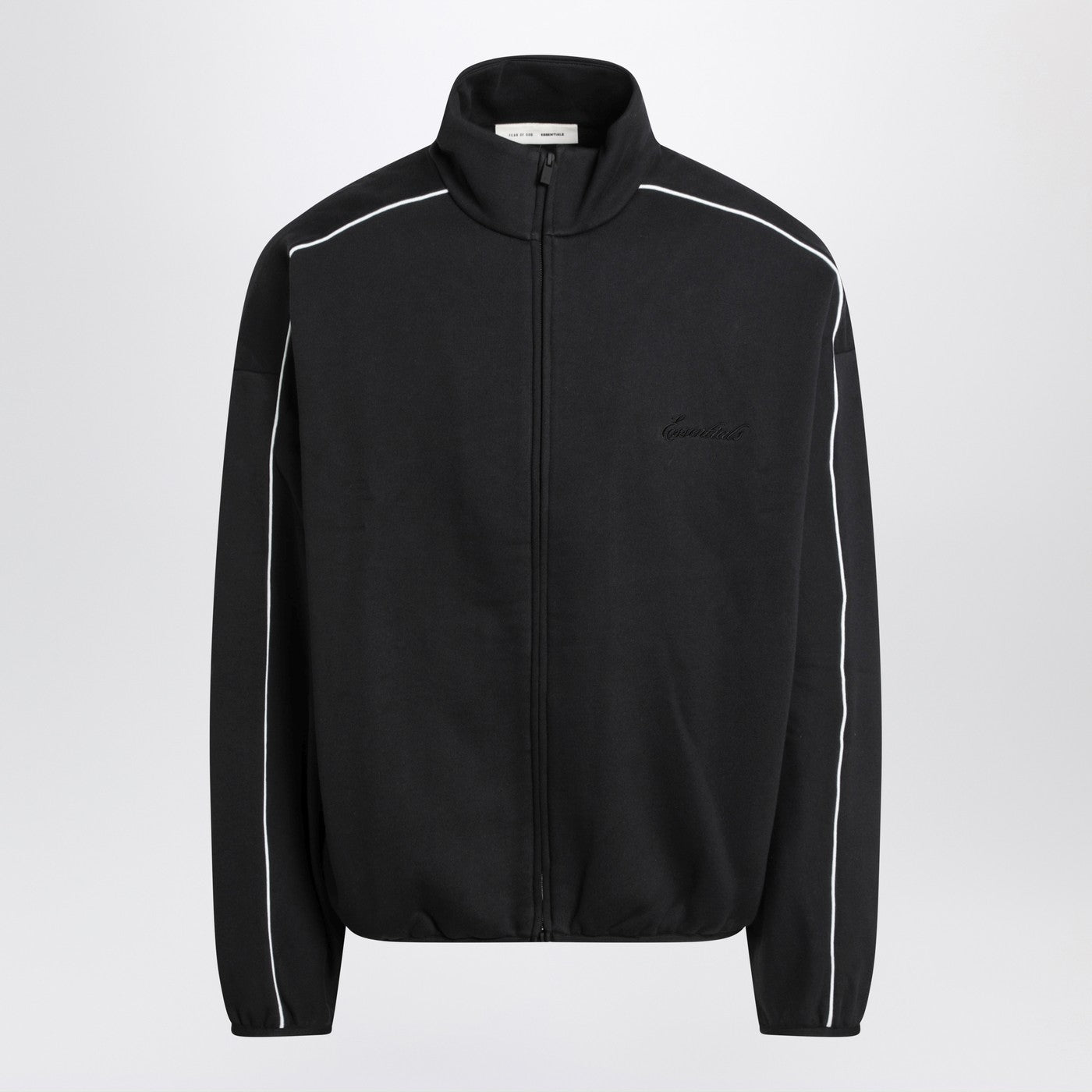 Fear Fear Of God Essentials ブラック ジップ スウェットシャツ コントラストトリム付き - Image 1