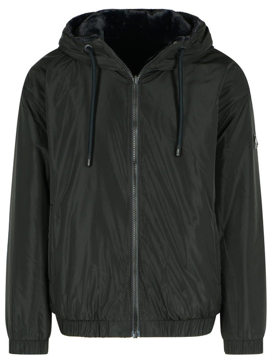 Moose ムースナックルズ「ボーダーバニー」リバーシブルブラックポリエステルスウェットシャツ - Image 1