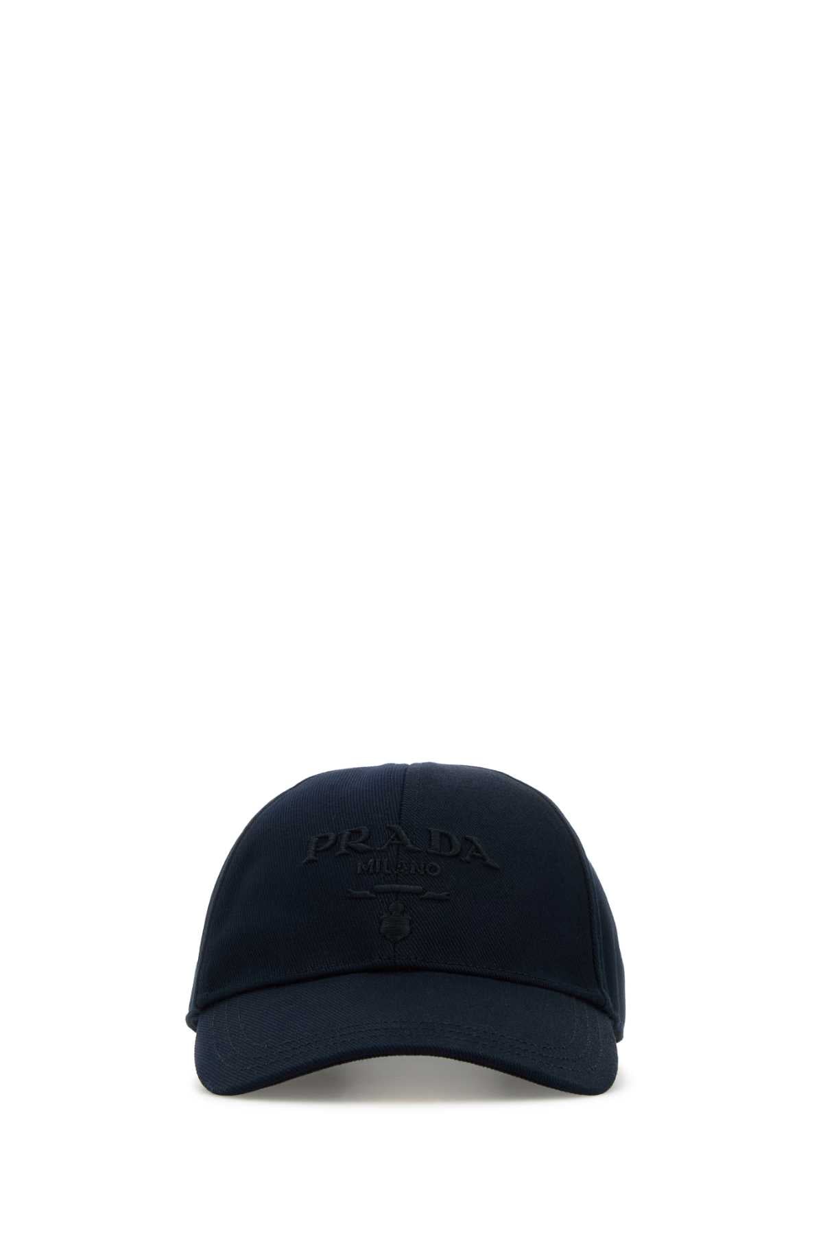 Prada プラダ ネイビー ブルー ドリル ベースボール キャップ - Image 1
