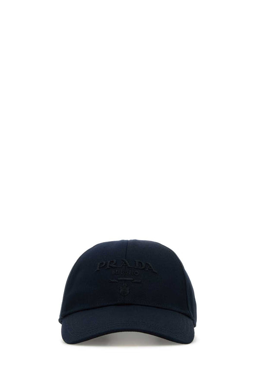 Prada プラダ ネイビー ブルー ドリル ベースボール キャップ - Image 1