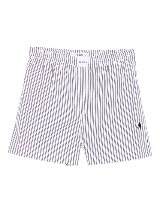 The Attico Striped Cotton Shorts - Image 1