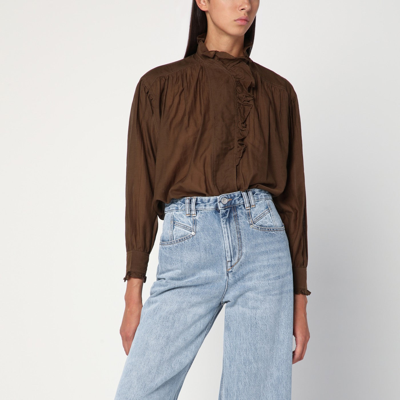 Marant イザベル・マラン・エトレ・カキ・パミアス・シャツとフリル付き - Image 1