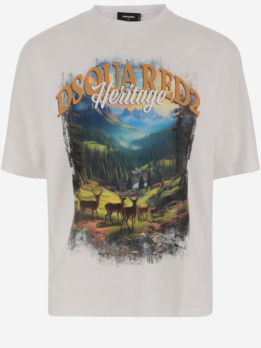 Dsquared2 Dsquared2コットンTシャツとプリント - Image 1