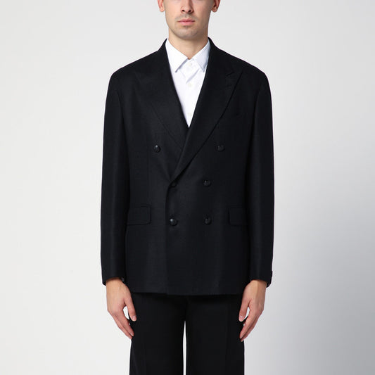Tagliatore Tagliatoreブラックウールとカシミア二重胸部ジャケット - Image 1