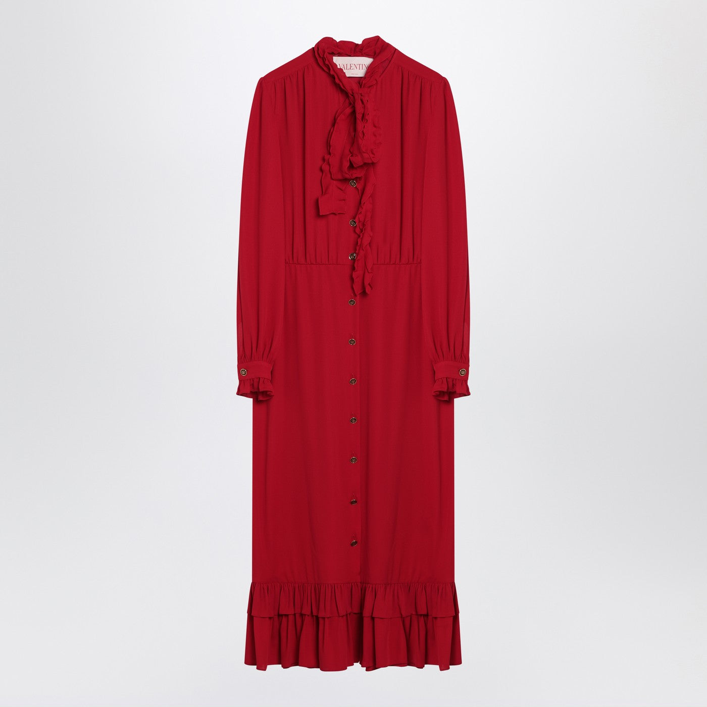 Valentino フリルの弓でバレンティーノの赤いドレス - Image 1