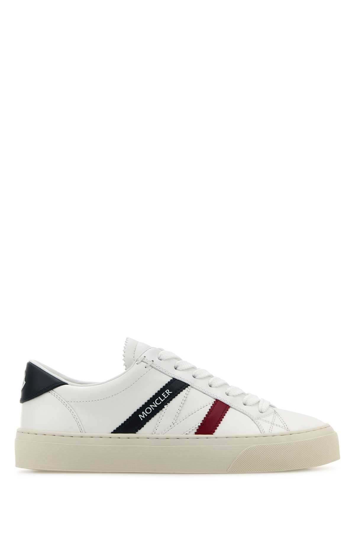 Moncler Moncler White Leather Monaco 2スニーカー - Image 1