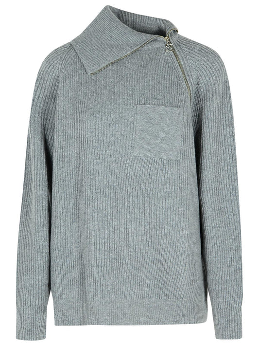 Sportmax SportMax 'Salpa' Cashmere Blend Seaterとミディアムグレーのジップ - Image 1
