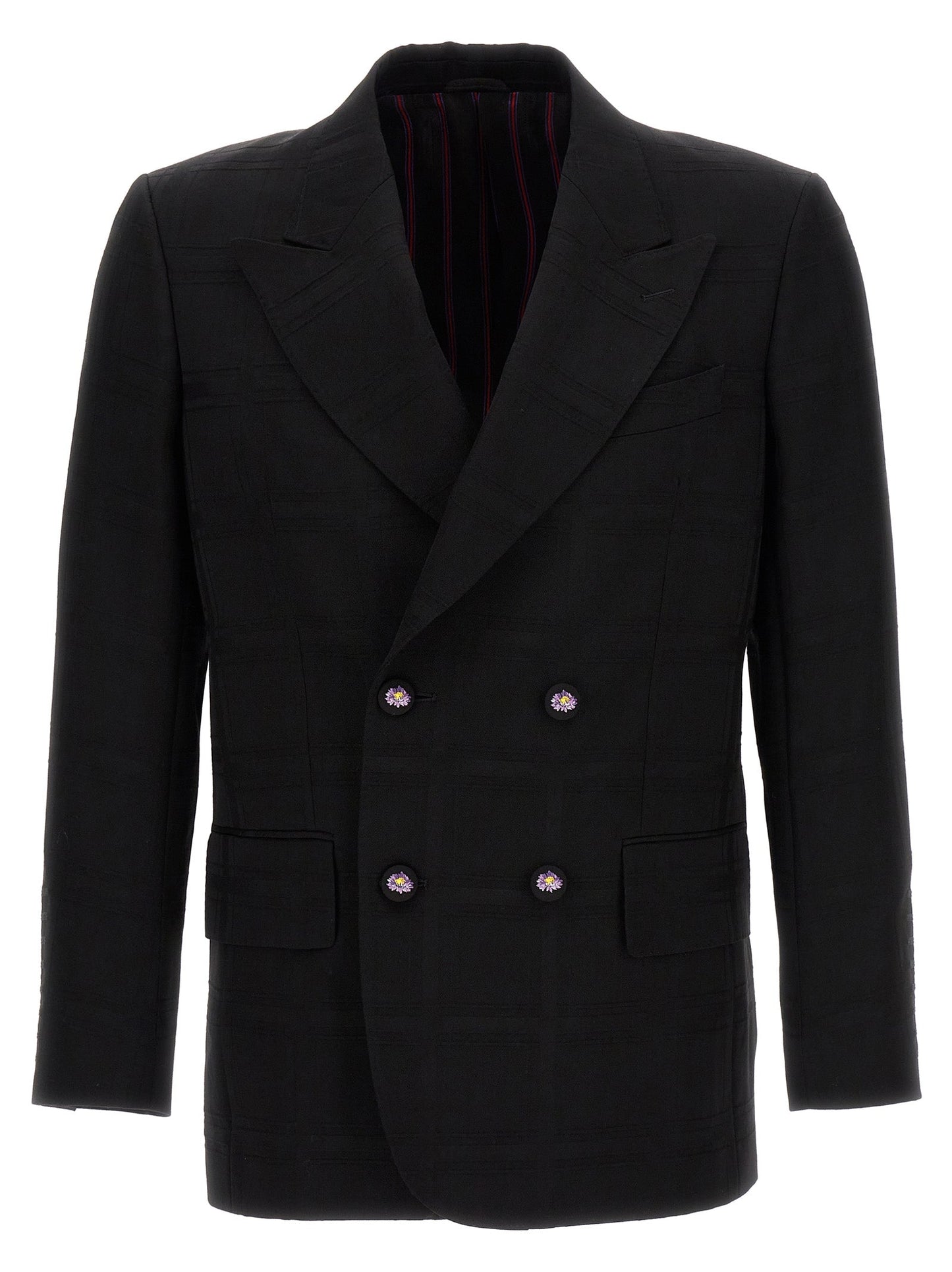 Etro Etroチェックダブル胸肉ブレザー - Image 1