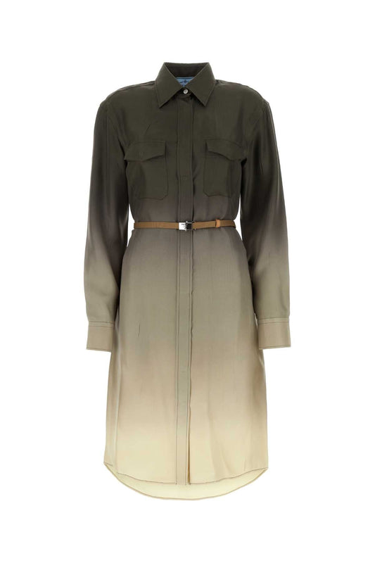 Prada プラダマルチカラーツイルシャツドレス - Image 1
