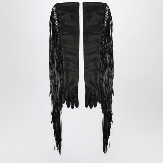 Sportmax Sportmax フリンジ付きロング ブラック グローブ - Image 1