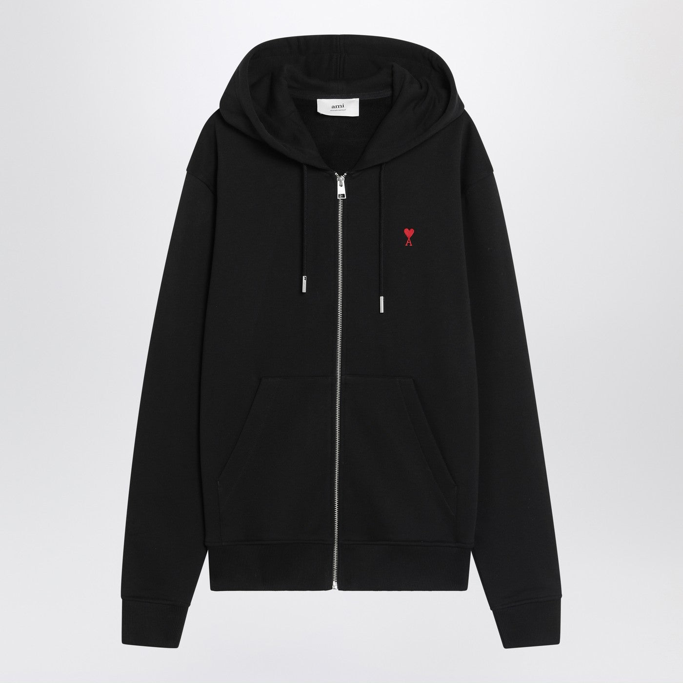 Ami Ami Paris Black Ami De Coeur Zip Up Sweatshirt - Image 1