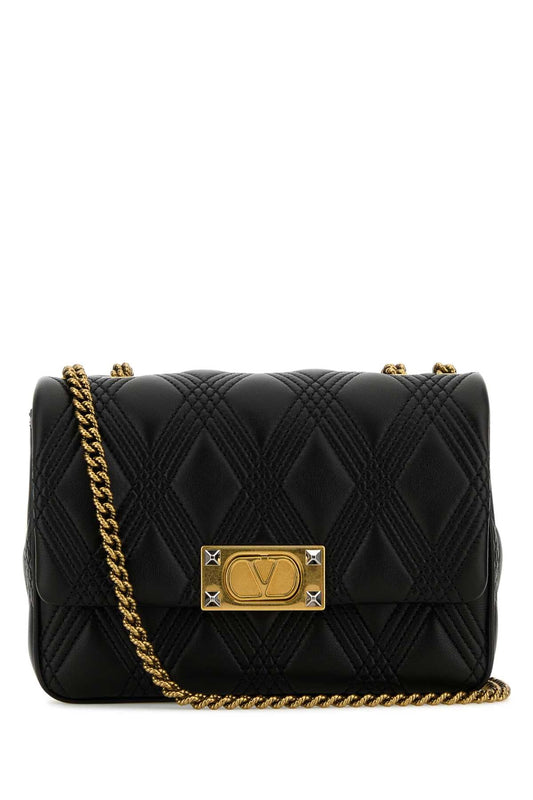 Valentino バレンティーノガラヴァニブラックナッパレザーミディアムキルティー67ショルダーバッグ - Image 1