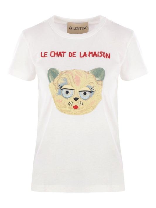 Valentino Valentino Le Chat De La Maison Cotton Tシャツ - Image 1