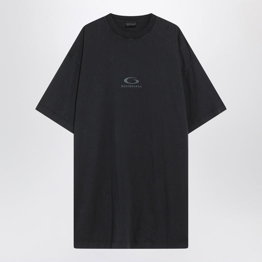Balenciaga バレンシアガブラックウォッシュループスポーツアイコン特大Tシャツ - Image 1