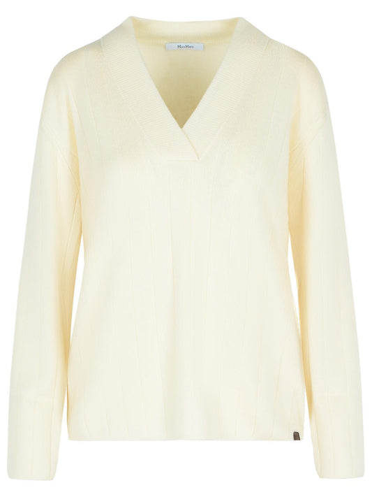 Max Max Mara 'Arten'白いカシミア糸セーター - Image 1