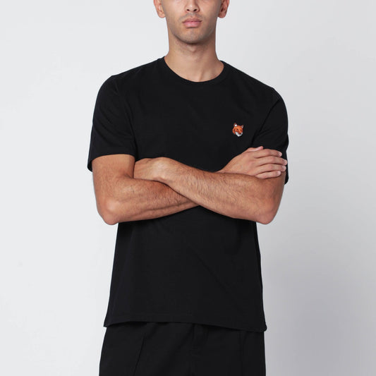 Maison ロゴパッチ付きメゾンキツネブラックレギュラーTシャツ - Image 1