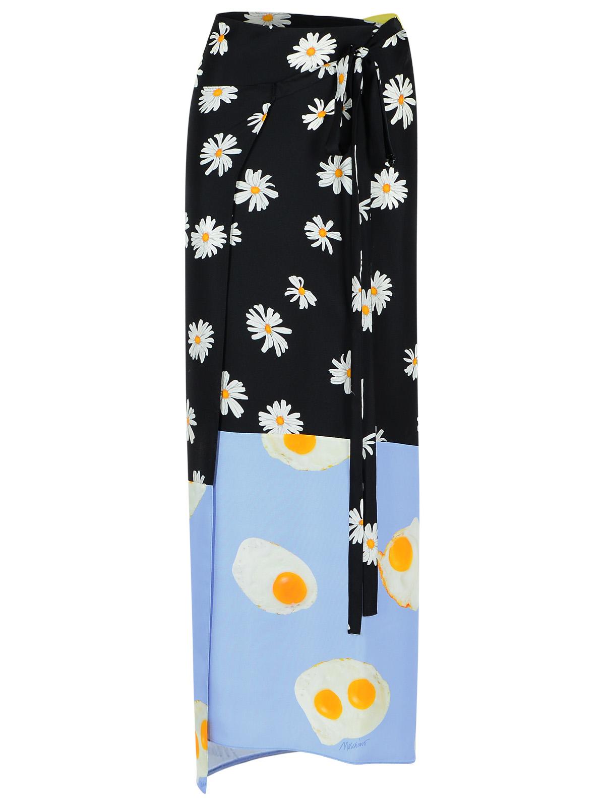 Moschino モスキーノ「パッチワーク」ブラックシルクスカート - Image 1