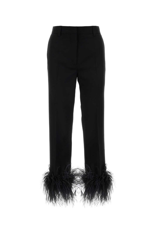 Miu Miu Miu Blackストレッチ穀物de Poudre Pant - Image 1