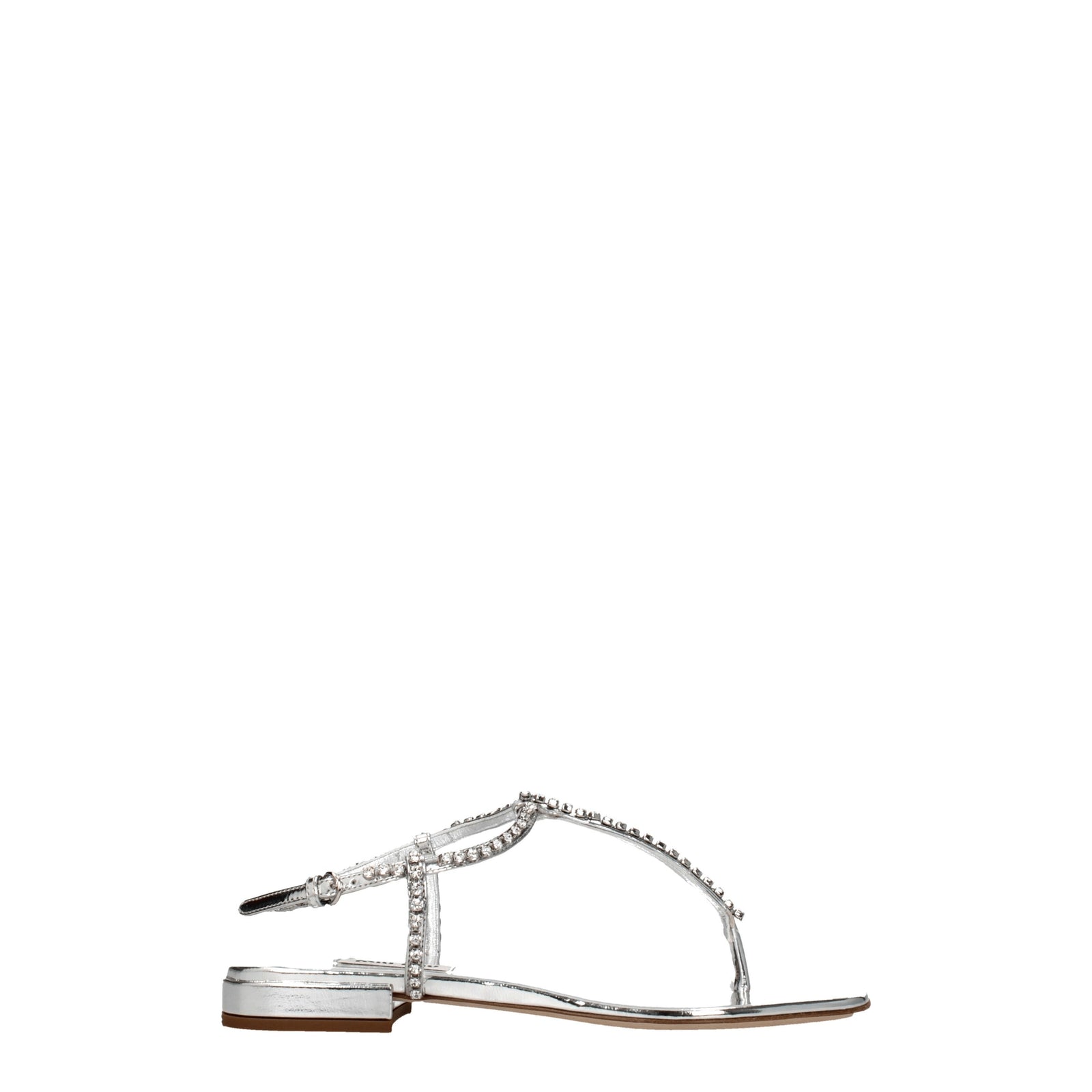 Miu Miu Miu Flip-Flops女性革銀 - Image 1