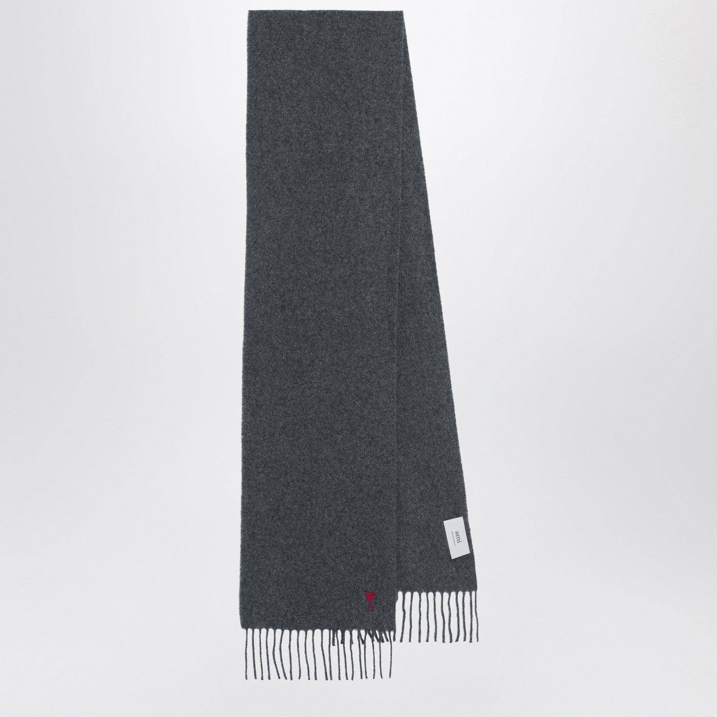 Ami Ami Paris Dark Gray Ami De Coeurウールスカーフ - Image 1