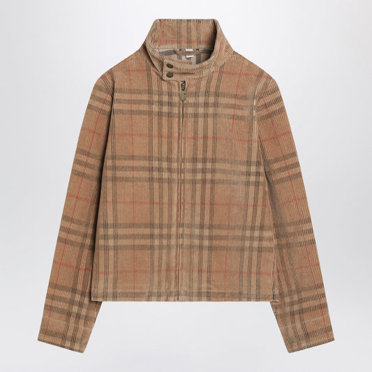 Burberry チェックパターン付きのバーバリーコーデュロイジャケット - Image 1
