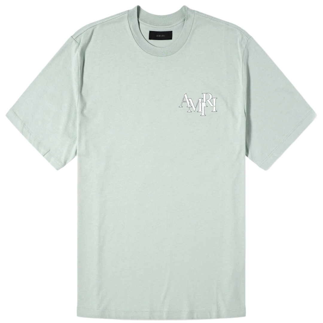 AMIRI 'STAGGERED LOGO' FROSTY GREEN TEE